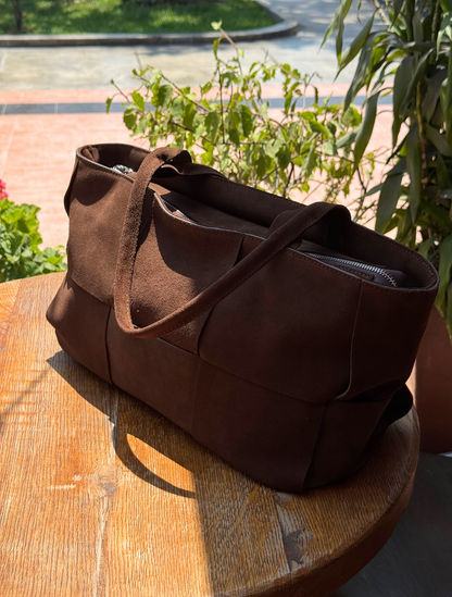 LORENZA BAG GAMUZÓN - MARRÓN OSCURO