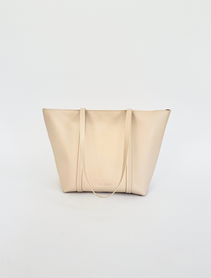 TOTE BAG REGULAR - MARFIL CUERO LISO