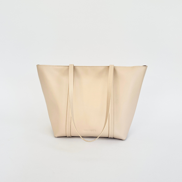 TOTE BAG REGULAR - MARFIL CUERO LISO