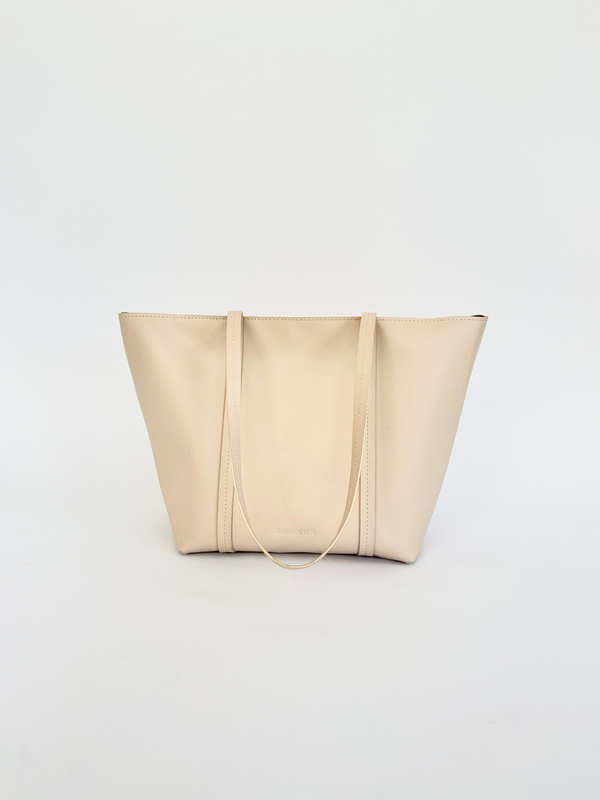 TOTE BAG REGULAR - MARFIL CUERO LISO - Secondary
