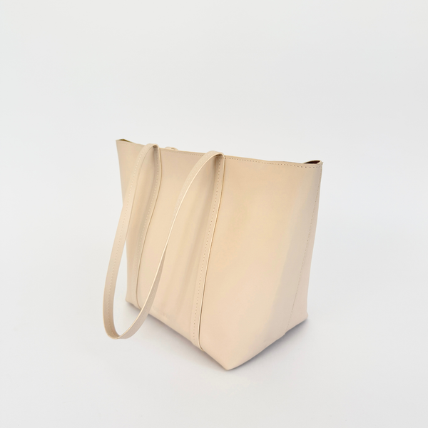TOTE BAG REGULAR - MARFIL CUERO LISO - Secondary
